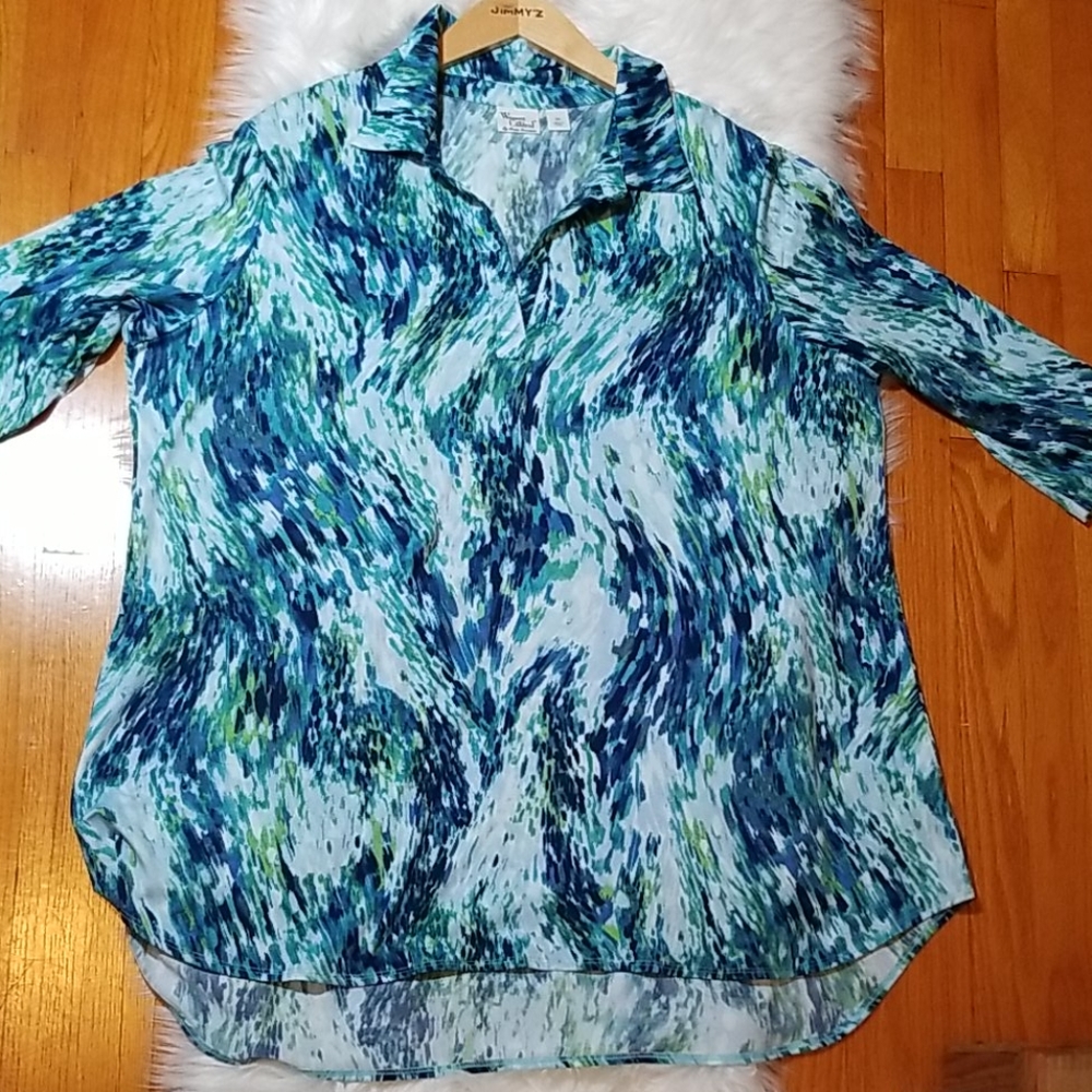 💙💚 Women With Control Watercolors 3/4 Sleeves Tunic